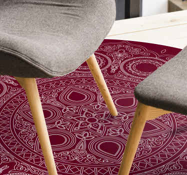 Tapis vinyle mandala motif rouge bordeaux - TenStickers