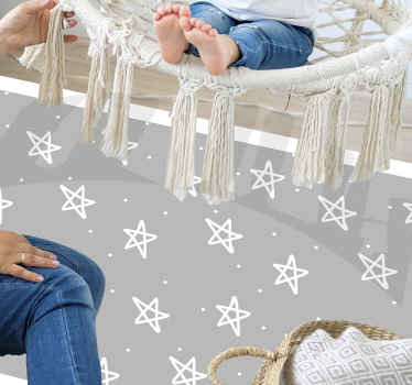 Alfombra vinílica infantil patrón de estrella plateada - TenVinilo