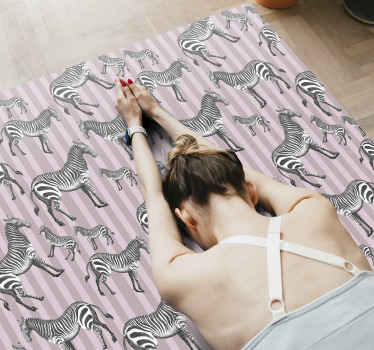 Striped Zebras animal print vinyl rug - TenStickers