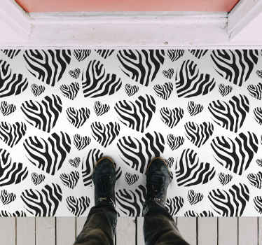 Alfombra vinílica animal print Corazón estampado animal cebra - TenVinilo