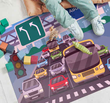 vinylový koberec cesty dopravný čas hrania - Tenstickers