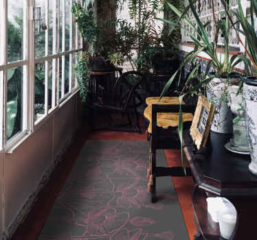 Alfombra vinílica flores boceto de contorno floral - TenVinilo