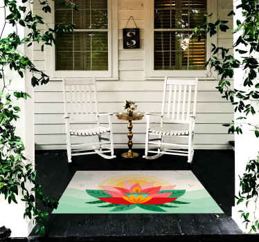 Lótuszvirág illusztráció vinil szőnyeg virágok és növények - TenStickers