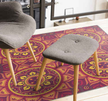 Alfombra vinílica mandala tonos rojos - TenVinilo