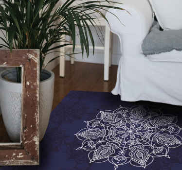 Vinyl teppich mandala mit filigranem blumendesign - TenStickers