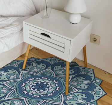 Blue elegant pattern mandala vinyl carpet - TenStickers