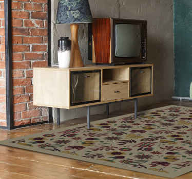 Alfombra vinílica flores motivos botánicos de otoño - TenVinilo