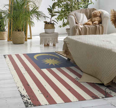 Malaysia flag old style vintage vinyl rug - TenStickers