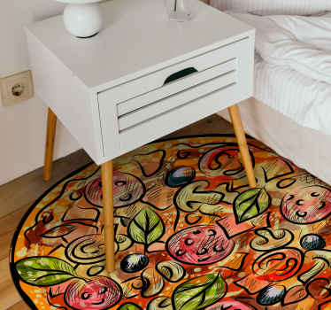 Alfombra vinílica flores ilustración botánica artística - TenVinilo