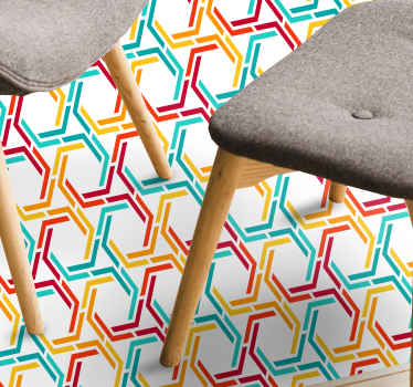 Renkli altıgen desen geometrik vinil kilim - TenStickers