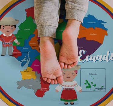 Alfombra vinílica mapamundi de Ecuador - TenVinilo