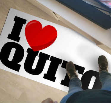 Alfombra vinílica frase I love Quito - TenVinilo