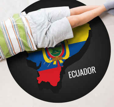 Alfombra de vinilo mapamundi Ecuador con bandera - TenVinilo
