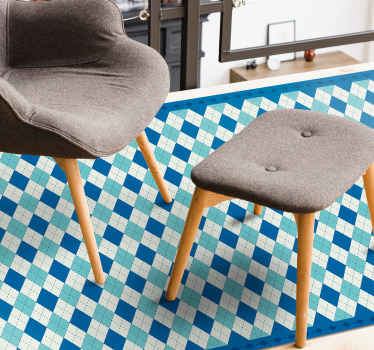 Ternet blå mønster vinyl tæppe med fliseeffekt - TenStickers