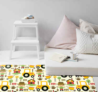 πολύχρωμο τρακτέρ μοτίβο παιδικό χαλί βινυλίου - TenStickers