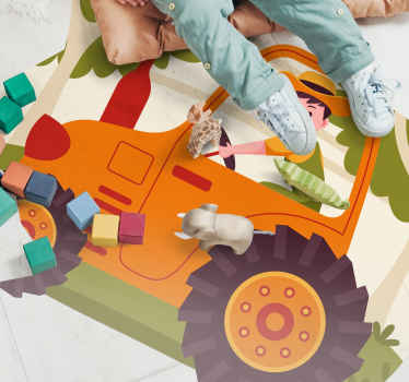 detský vinylový koberec hravé zábery traktorov - Tenstickers