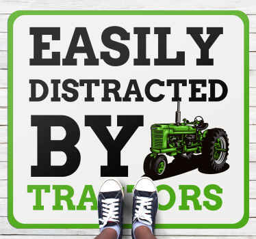 Easily Distracted by Tractors kids vinyl rug - TenStickers