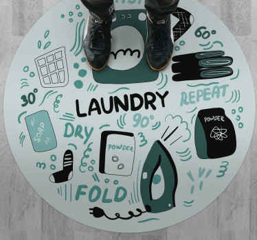 Laundry icons custom rug. - TenStickers