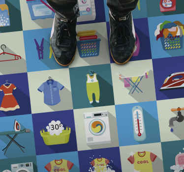 Laundry colourful icons custom rug - TenStickers