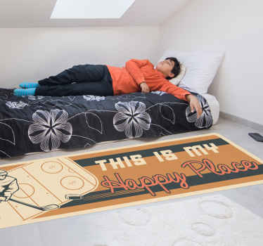 Vintage Happy Place Ice Hockey teen vinyl rug - TenStickers