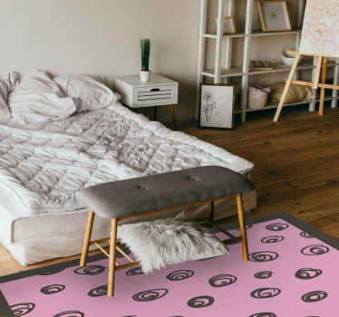 Siyah ve pembe puantiyeli vinil kilim - TenStickers