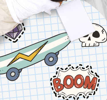 Skateboard strip illustratie vinyl tapijt voor meer kinderen - TenStickers