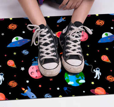 Space Adventure Print kids vinyl rug - TenStickers