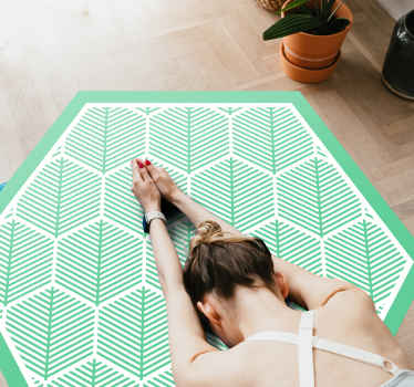 Alfombra vinílica floral azul forma hexagonal - TenVinilo