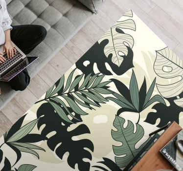 Alfombra vinilo naturaleza hojas monstera verde - TenVinilo