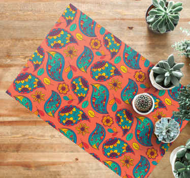 Virágos paisley mintás vinil szőnyeg virágok és növények - TenStickers