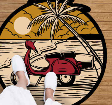 Tapis vinyle autres tapis scène de scooter tropical - TenStickers