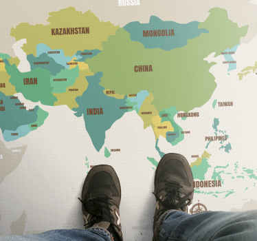 亚洲世界地图地毯卡 - TenStickers