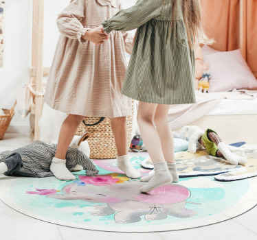 Childlike Elephant Illustration nursery vinyl rug - TenStickers