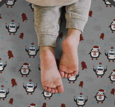 Tapis vinyle noël motif de pingouin festif - TenStickers