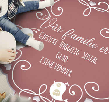 Norsk sitat familien vår er tilpasset vinyl teppe - Tenstickers