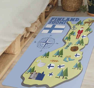 Karttaa suomalaisia teemoja maailmakartta vinyylimatto - Tenstickers