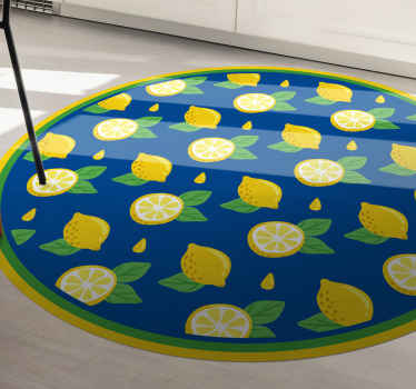 Alfombra vinílica cocina diseño de limón cítrico - TenVinilo