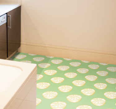 Hand drawn lemon citrus kitchen floor tiles - TenStickers