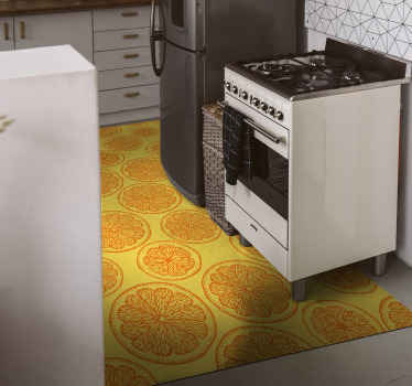 πορτοκαλί χέρι σχέδιο μοτίβο πλακάκια δαπέδου κουζίνας - TenStickers