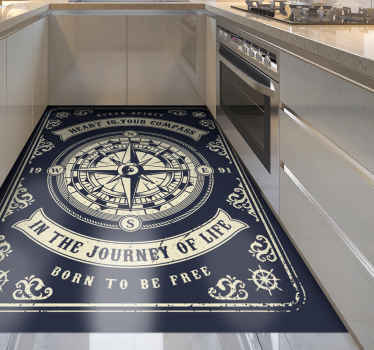 Mariner's compass kitchen floor tiles - TenStickers