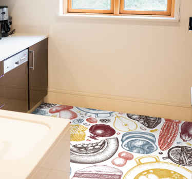 Kulináris illusztrációk vinil szőnyeg konyha - TenStickers