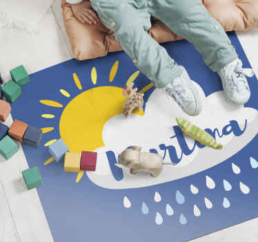 rôzne vinylové koberce pre deti daždivý oblak s menom - Tenstickers