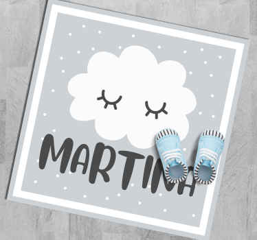 Alfombra vinílica bebé nube gris con nombre - TenVinilo