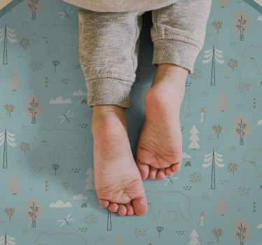 Detský vinylový koberec s geometrickým lesným vzorom - Tenstickers