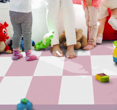 Vinyl Teppich Kinderzimmer kariertes rosa muster - TenStickers