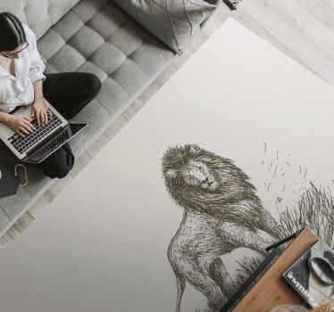 Alfombra vinílica animales majestuoso reflejo del león - TenVinilo