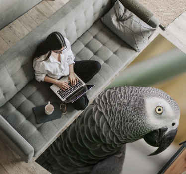 Gray parrot closeup animal mat - TenStickers