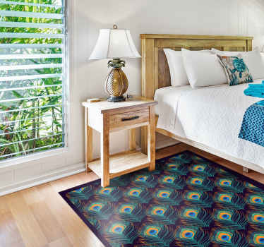 Alfombra vinílica animales patrón plumas pavo real - TenVinilo