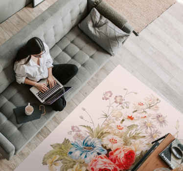 παιωνία μπουκέτο λουλουδάτο χαλί διακόσμηση - TenStickers