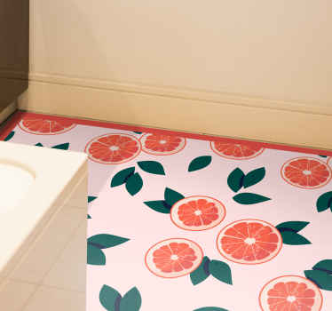 Pink citrus blossom floral vinyl rug - TenStickers